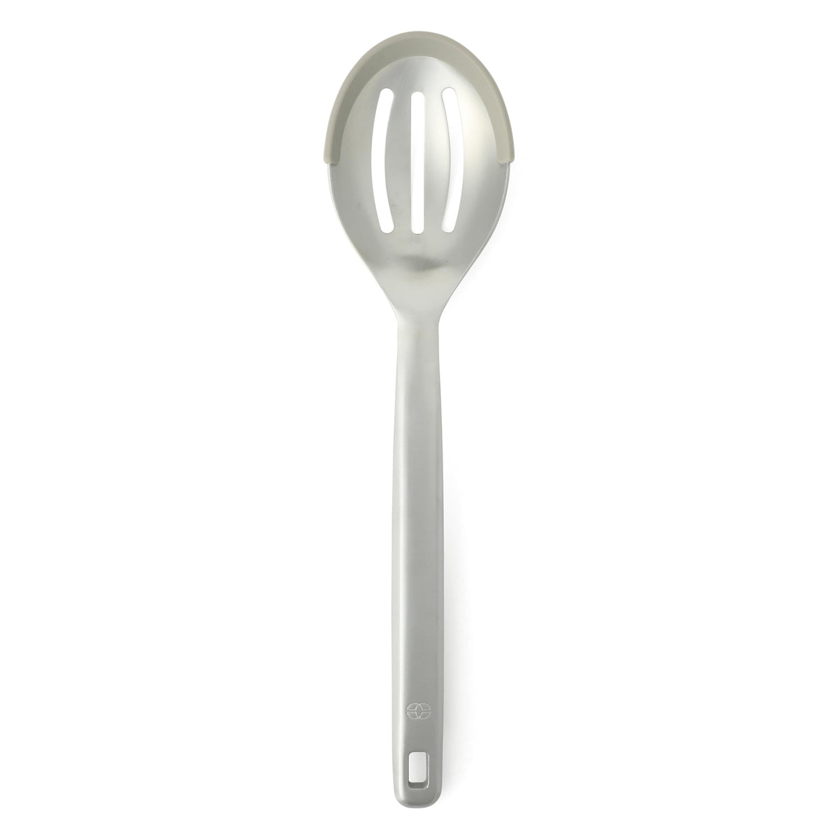 Calphalon Prime Slotted Spoon Skimmer, Stainless Steel Slotted Spoon, Straining Spoon with Taupe Silicone Head, Heat-Resistant Nonstick-Safe Kitchen Tool