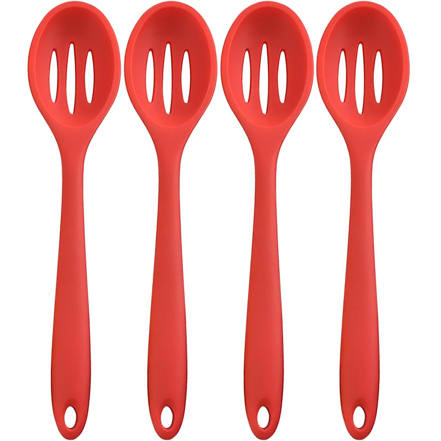 4 Pieces Silicone Slotted Spoons,Nonstick Mixing Serving Spoons for Kitchen Cooking Bake Stir Draining Tool