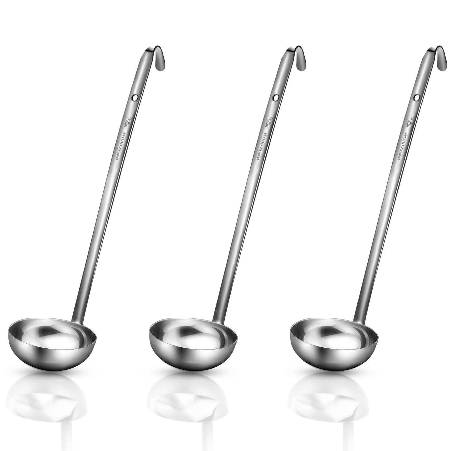 Meekoo 3 Pcs Stainless Steel Ladles Soup with Long Handle,2 oz