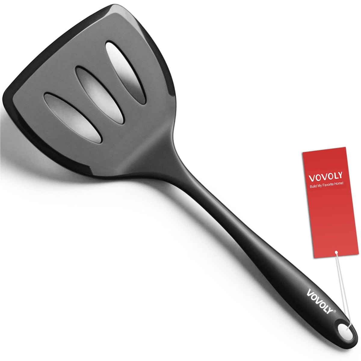 Silicone Pancake Spatula Turner with Lengthened Handle, Heat Resistant Cooking Spatulas for Nonstick Cookware, Large Flexible Kitchen Utensils BPA Free Rubber Flipper for Egg, Pancake, Fish, Burger
