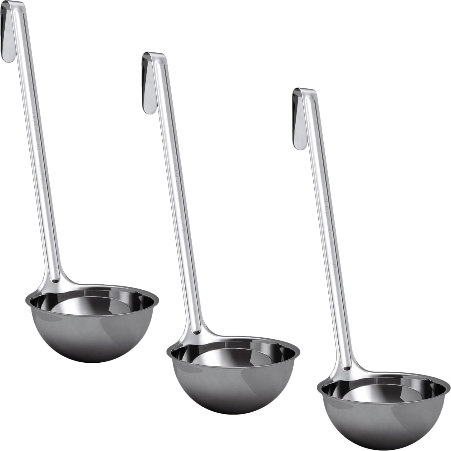 Sturdy, Ergonomic Combo Sizes Ladles 5 Pk. 1 2 4 6 8 Oz Stainless Steel Ladle with Long Handles. Best Kitchen Supplies for Stirring, Portioning and Serving Soup, Chili and Stew in Restaurants and Home
