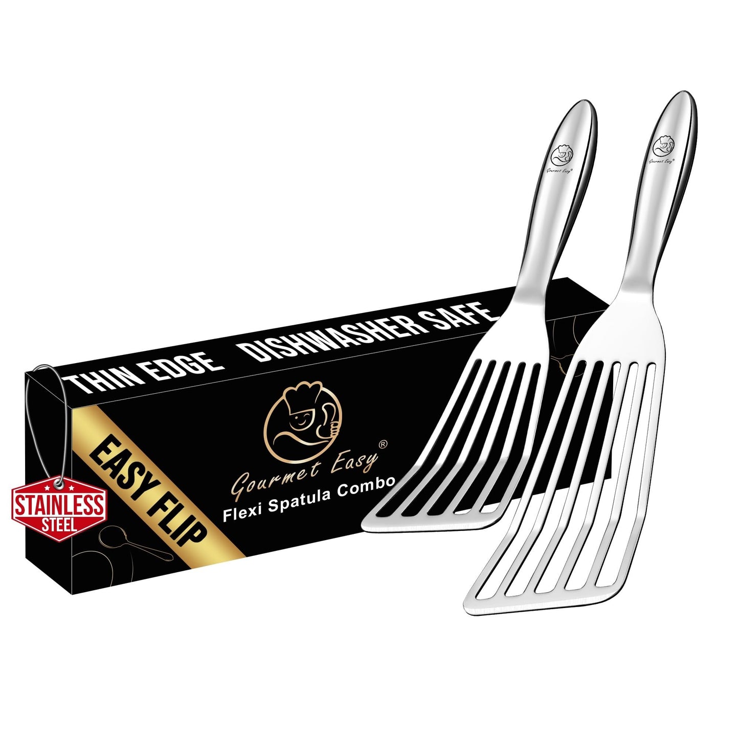 Gourmet Easy Fish Spatula Set, Ultra-Thin Edge for Easy Turning & Flipping