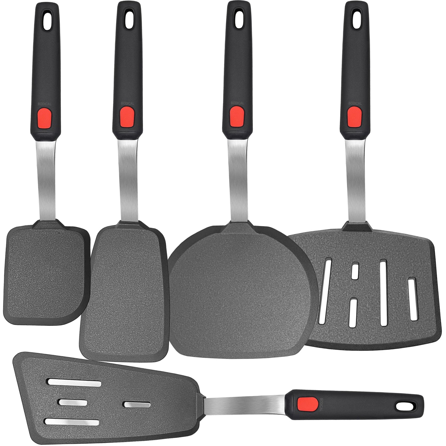 2 Pack Silicone Spatula Turner, 600°F Heat Resistant Kitchen Spatula Set for Nonstick Cookware, Cooking Utensil Set for Egg Pancake Flipper/Heat Resistant Silicone Grip