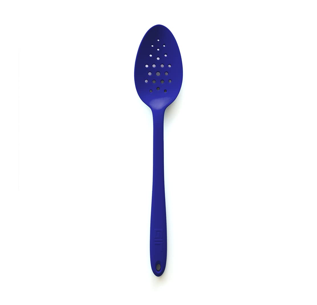 GIR: Get It Right Silicone Slotted Spoon - 13.5" Black Unibody - Perforated Strainer & Skimmer - Heat Resistant to 425°F - Dishwasher-Friendly - Easy-Clean Cooking Spoons for Nonstick Cookware