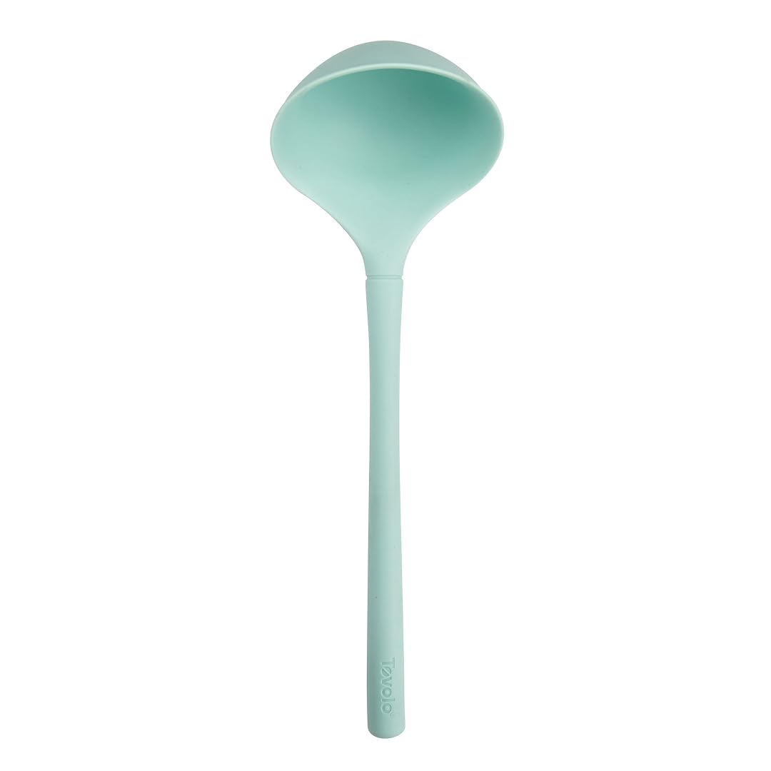 Tovolo Flex Core Small Silicone Ladle Aqua Seafoam Green Heat Safe Silicone Soup Ladle BPA Free, Dishwasher Safe Small Kitchen Ladle with Precision Pour Lip for Serving Sauces Soups Gravies