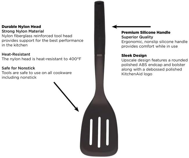 KitchenAid Classic Nylon Slotted Turner, 13.66-Inch, Black