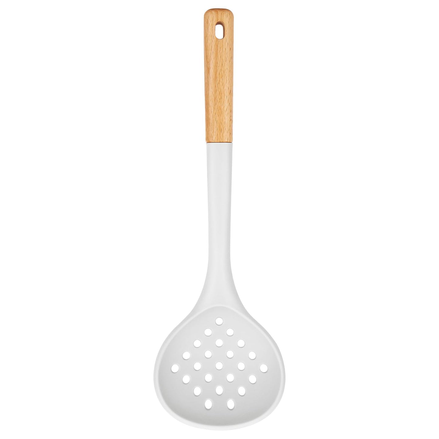 Badiano Silicone Kitchen Ladle Strainer, Large Slotted Spoon,13", Khaki