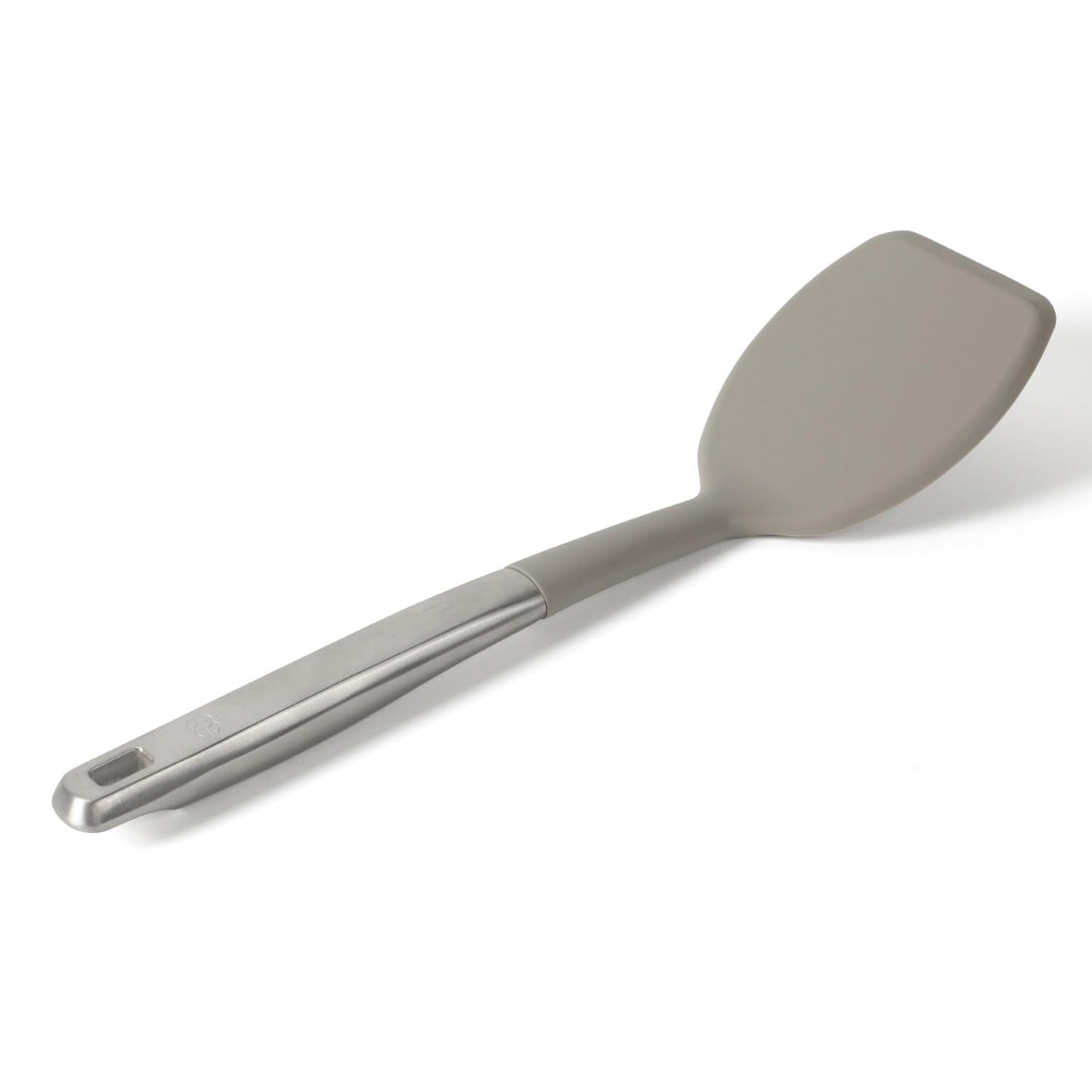 Calphalon Prime Solid Turner, Cooking Spatula, Kitchen Spatula, Stainless Steel Turner with Taupe Silicone Head High-Heat Resistant for Nonstick Cookware, Ergonomic Handle for Easy Turning