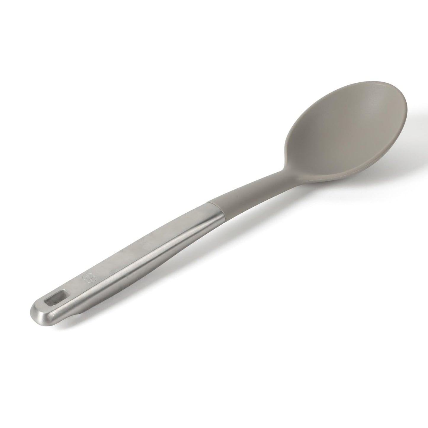 Calphalon Prime Slotted Spoon Skimmer, Stainless Steel Slotted Spoon, Straining Spoon with Navy Silicone Head, Heat-Resistant Nonstick-Safe Kitchen Tool