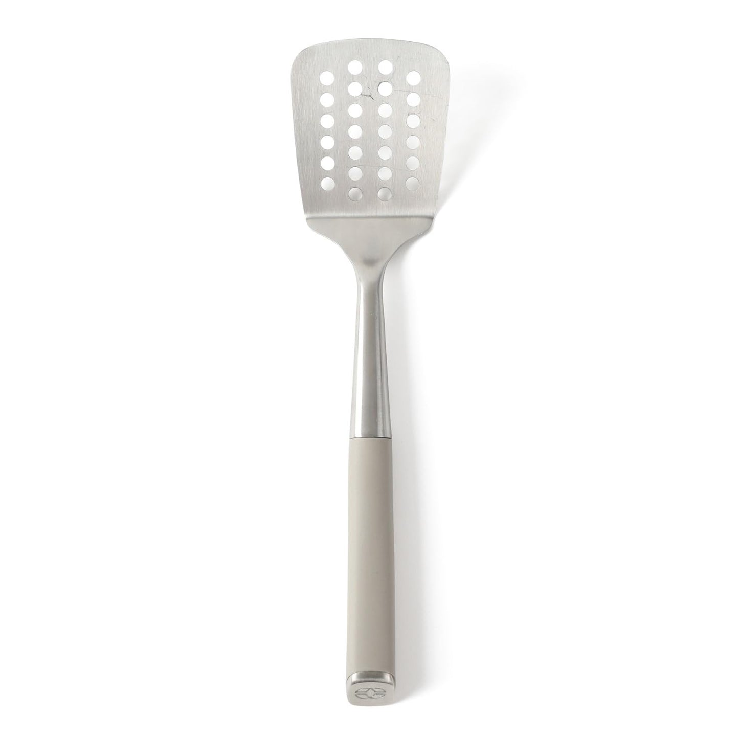 Calphalon Prime Solid Turner, Cooking Spatula, Kitchen Spatula, Stainless Steel Turner with Taupe Silicone Head High-Heat Resistant for Nonstick Cookware, Ergonomic Handle for Easy Turning
