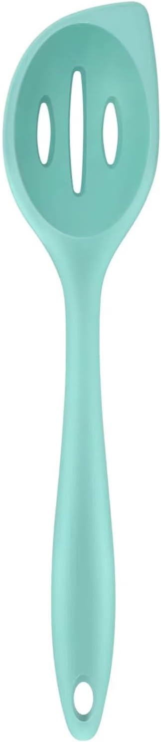 Silicone Corner Spoon Slotted, Heat Resistant Rubber Spoonula for Mixing, Serving, Scraping, Non-stick Slotted Cooking Spoons