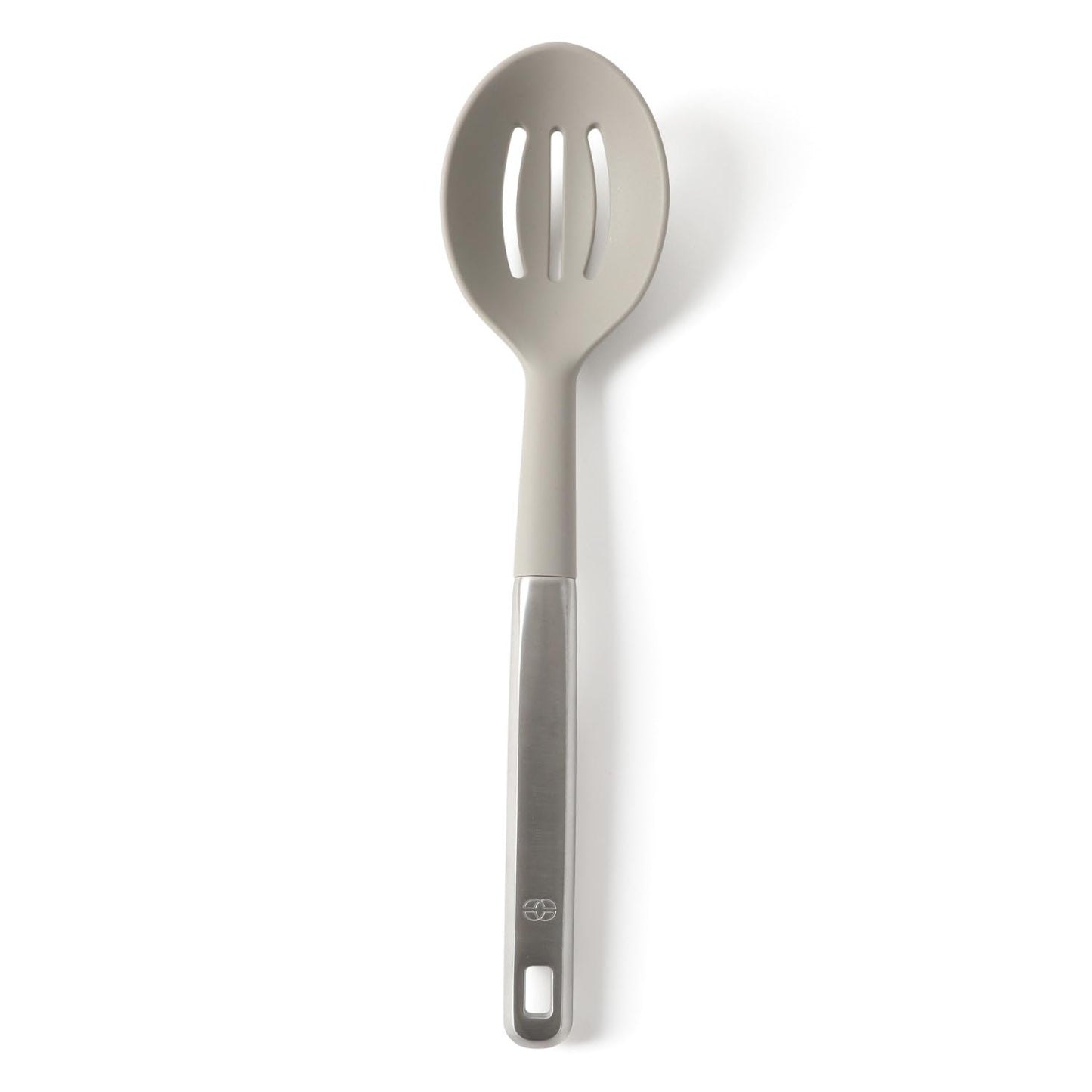 Calphalon Prime Slotted Spoon Skimmer, Stainless Steel Slotted Spoon, Straining Spoon with Taupe Silicone Head, Heat-Resistant Nonstick-Safe Kitchen Tool