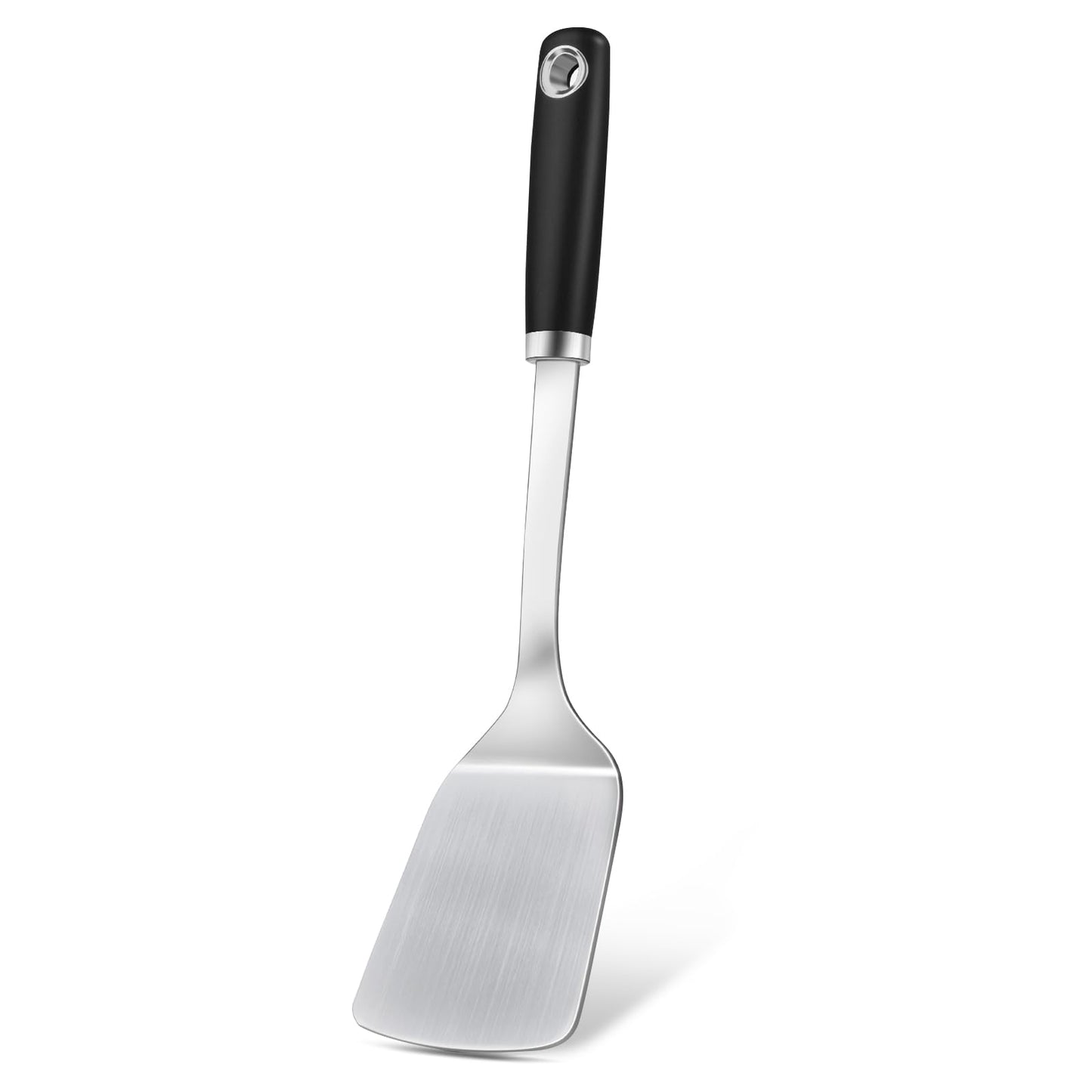 2 Pcs Stainless Steel Spatulas Set, Metal Spatula Solid & Slotted Turner, Heavy Duty Sturdy Spatula for Kitchen Use, High Heat Resistant Cooking Utensils for Fish Eggs Pancakes, Easy to Clean, Silver