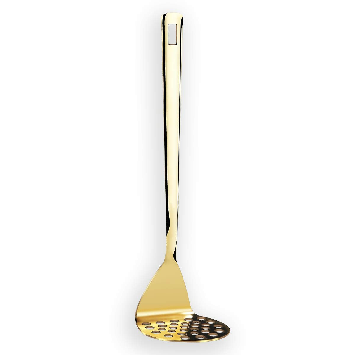 Gold Cooking Spoon, Berglander Stainless Steel Slotted Spoon Titanium Gold Plating, Kitchen Serving Basting Spoon For Cooking, Dishwasher Safe, Easy to Clean