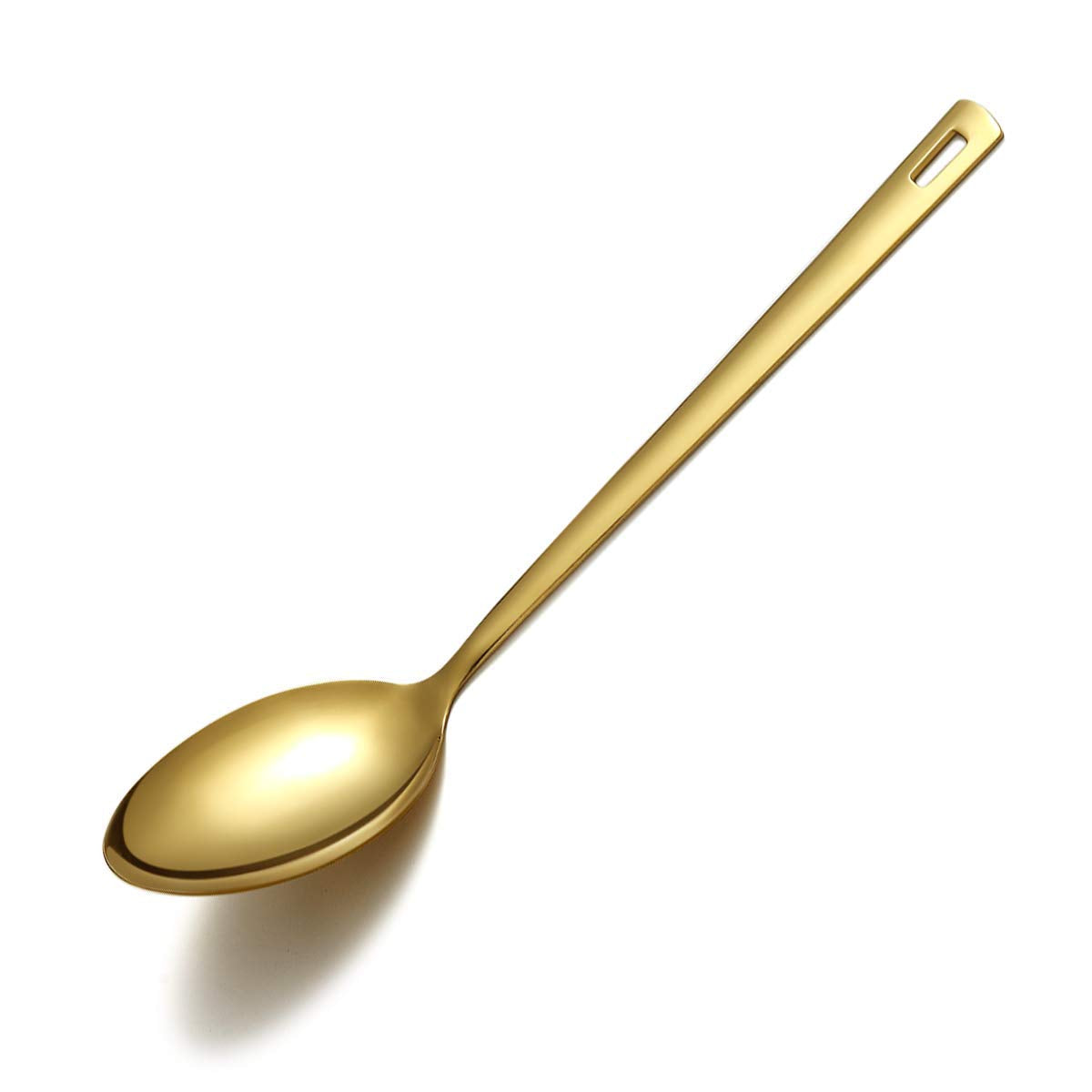 Gold Cooking Spoon, Berglander Stainless Steel Slotted Spoon Titanium Gold Plating, Kitchen Serving Basting Spoon For Cooking, Dishwasher Safe, Easy to Clean