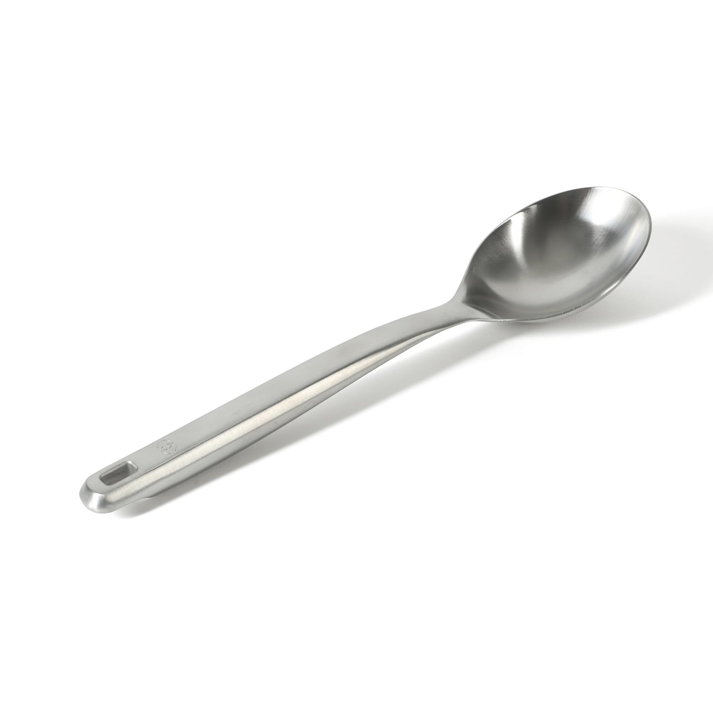 Calphalon Prime Slotted Spoon Skimmer, Stainless Steel Slotted Spoon, Straining Spoon with Navy Silicone Head, Heat-Resistant Nonstick-Safe Kitchen Tool