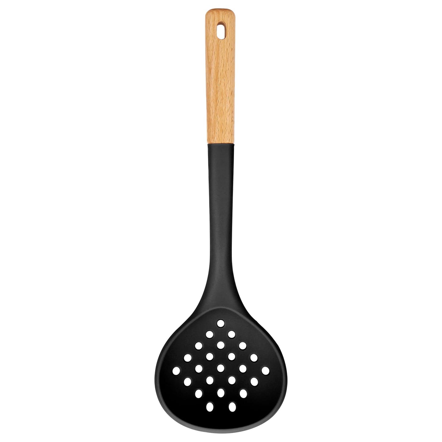 Badiano Silicone Kitchen Ladle Strainer, Large Slotted Spoon,13", Khaki