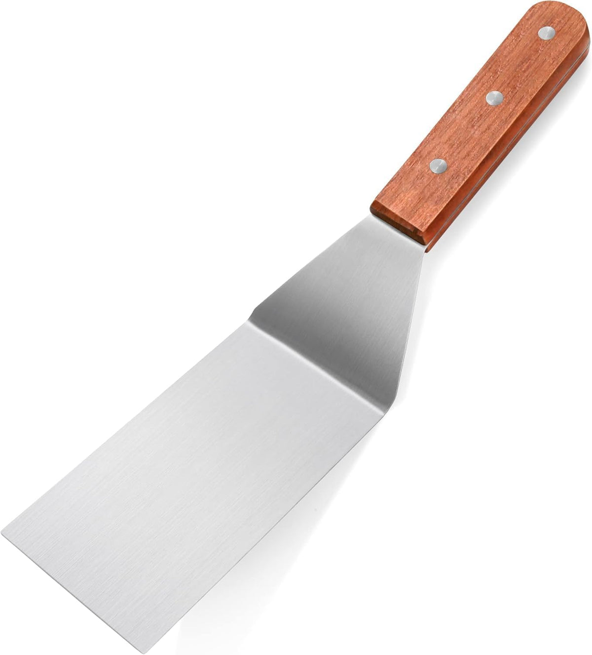 New Star Foodservice 12.5 Inch Grill Turner, Commercial Restaurant Grade Stainless Steel Spatula with Wood Handle for Griddle, Flat Top, and Grill