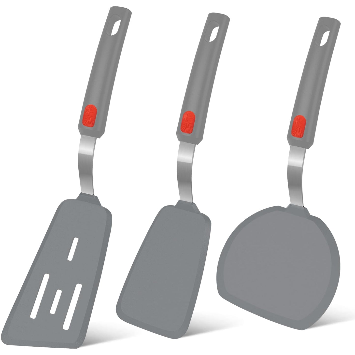 Beijiyi Silicone Spatula Turner Set of 3, 600°F Heat Resistant, BPA Free