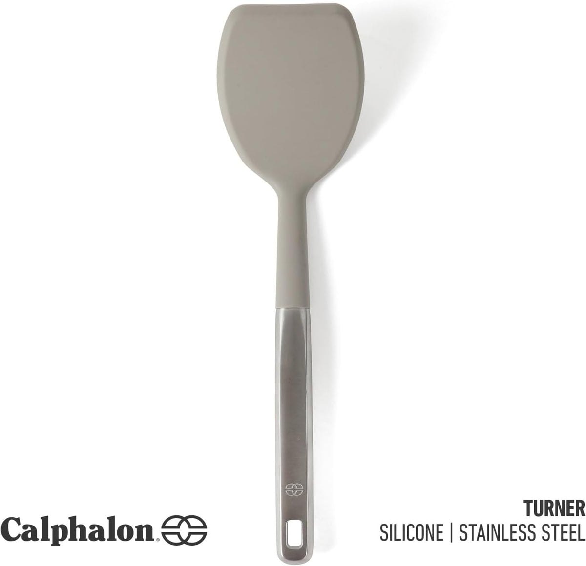 Calphalon Prime Solid Turner, Cooking Spatula, Kitchen Spatula, Stainless Steel Turner with Taupe Silicone Head High-Heat Resistant for Nonstick Cookware, Ergonomic Handle for Easy Turning