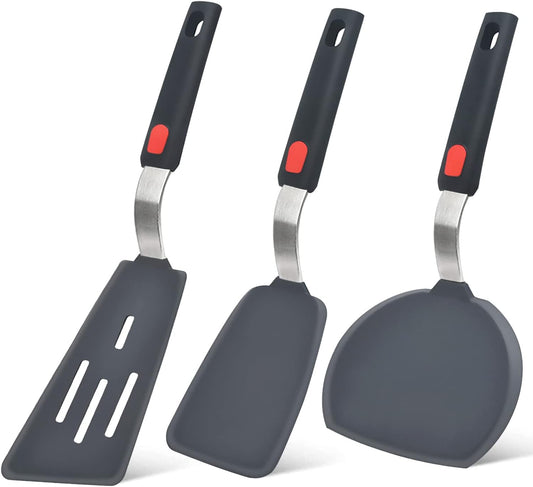 Beijiyi Silicone Spatula Turner Set of 3, 600°F Heat Resistant, BPA Free