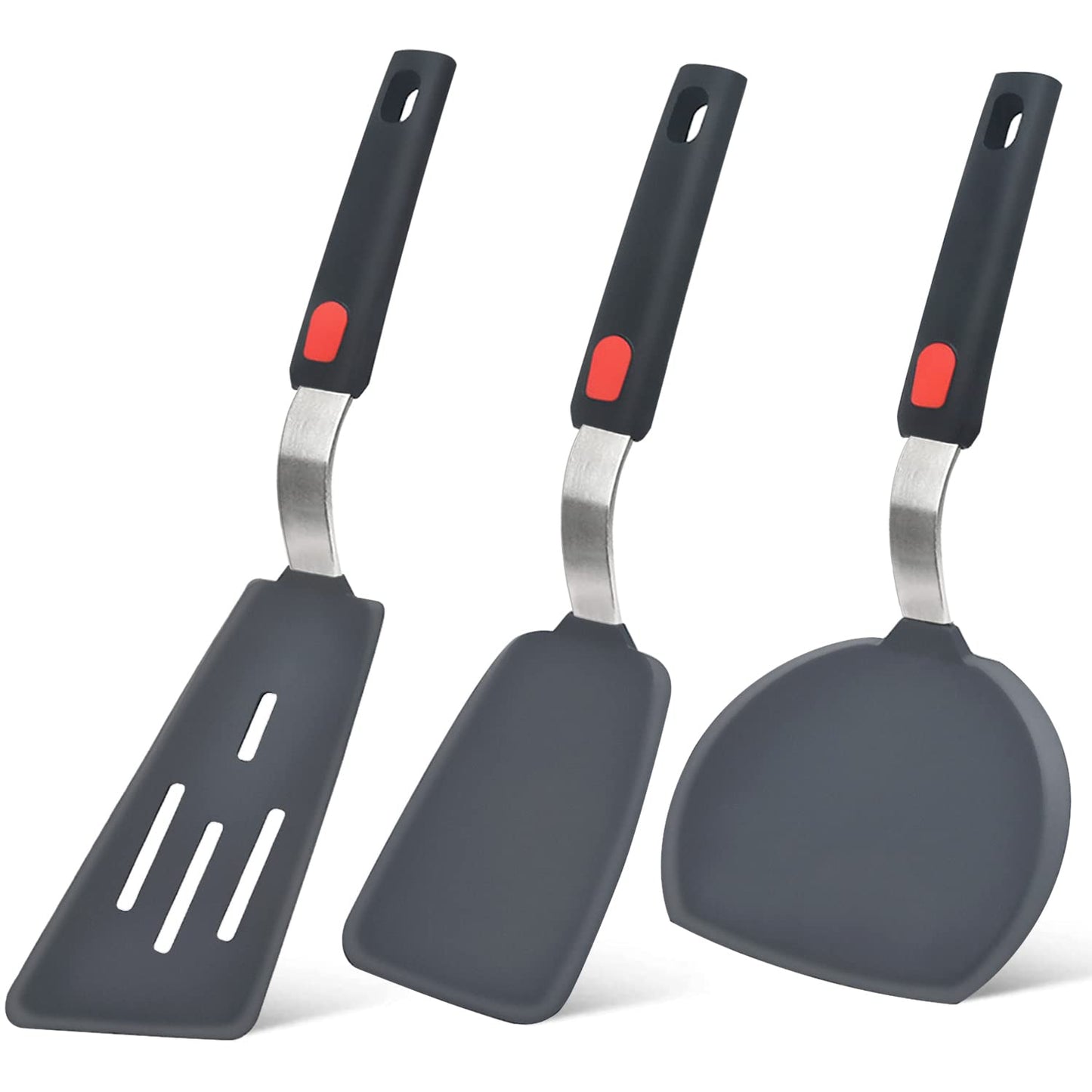 Beijiyi Silicone Spatula Turner Set of 3, 600°F Heat Resistant, BPA Free