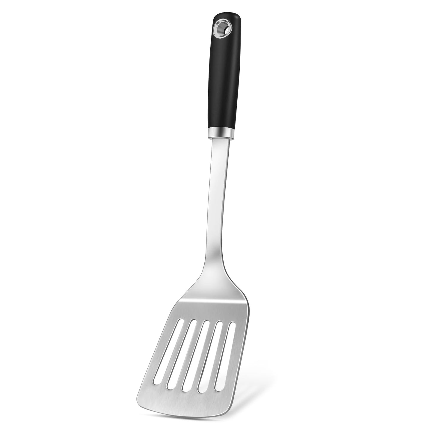 2 Pcs Stainless Steel Spatulas Set, Metal Spatula Solid & Slotted Turner, Heavy Duty Sturdy Spatula for Kitchen Use, High Heat Resistant Cooking Utensils for Fish Eggs Pancakes, Easy to Clean, Silver