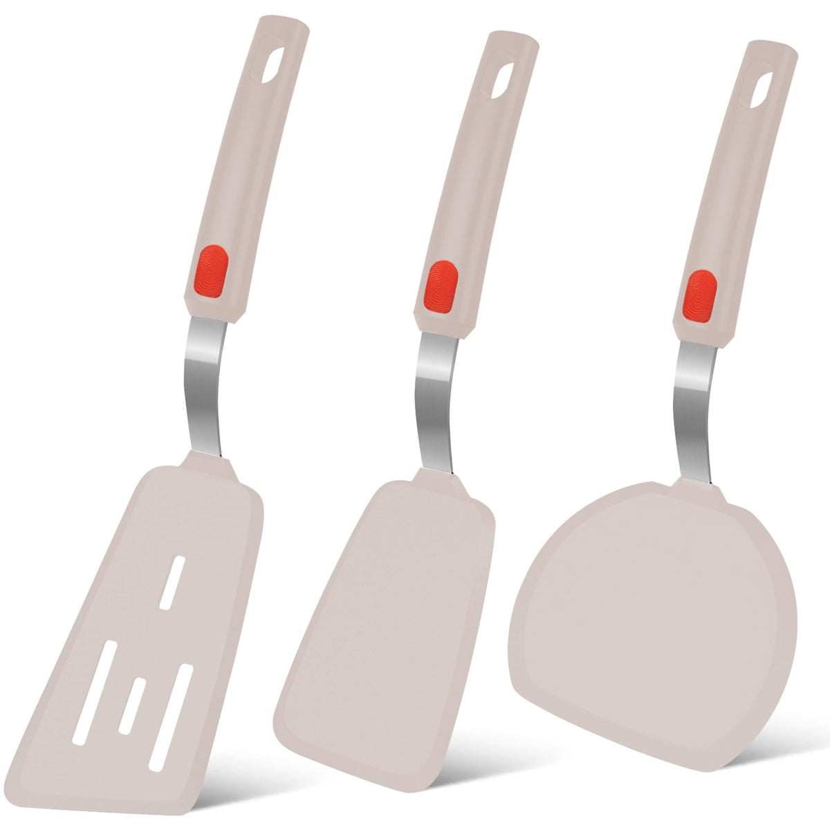 Beijiyi Silicone Spatula Turner Set of 3, 600°F Heat Resistant, BPA Free