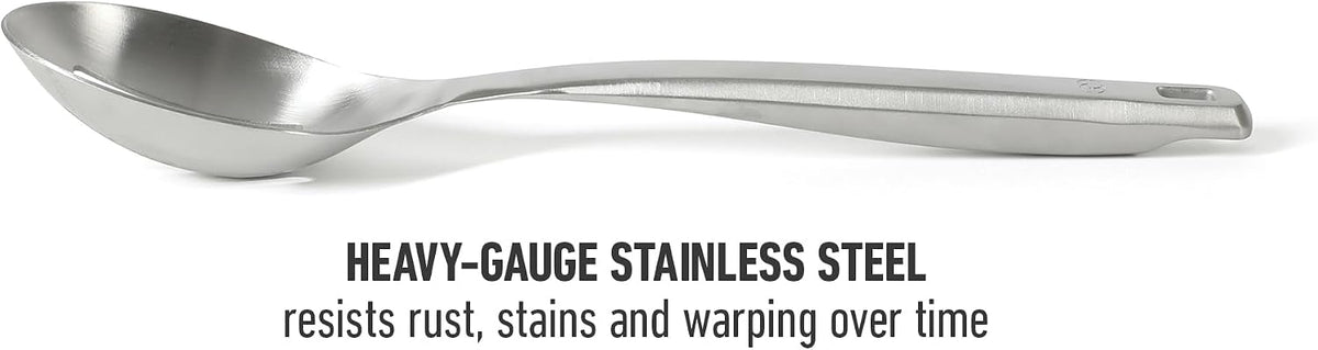 Calphalon Prime Slotted Spoon Skimmer, Stainless Steel Straining Spoon, Heavy-Gauge Heat-Resistant Kitchen Spoon for Draining, Cooking & Serving, Weighted Handle for Control