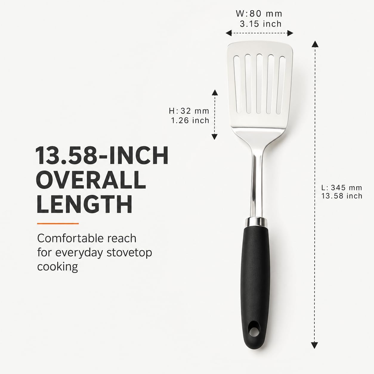 Stainless Steel Slotted Turner Spatula, Thin Edge Turner, Silver