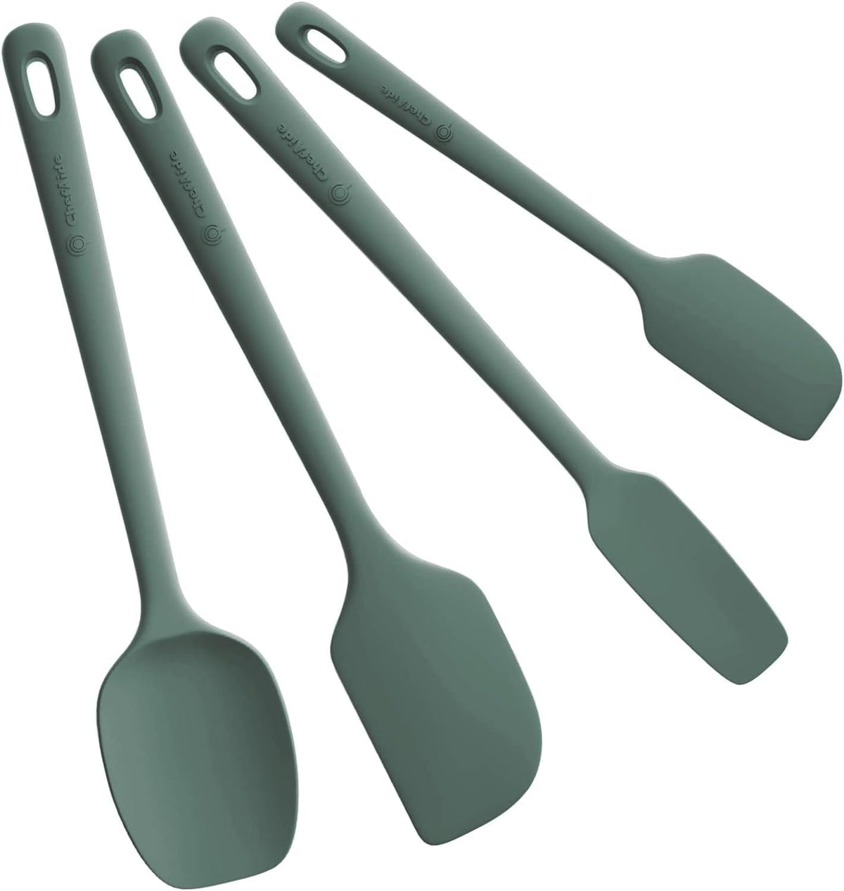 ChefAide 5 Pieces Silicone Spatula Set, Food Grade Rubber Spatula, Upgrade Strong Handle with Ergonomic Grip, Heat Resistant Up to 600°F for Nonstick Cookware, Cooking