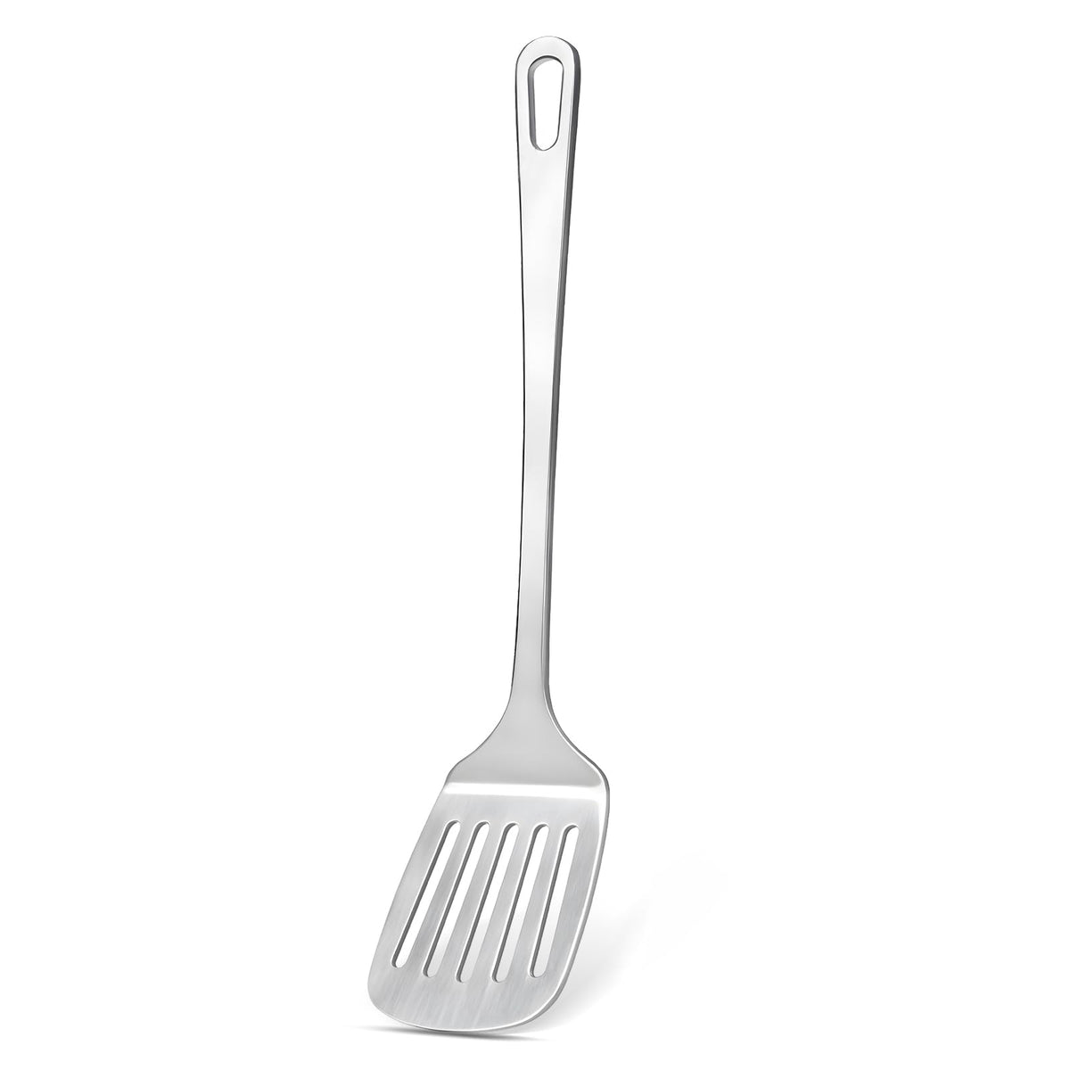 2 Pcs Stainless Steel Spatulas Set, Metal Spatula Solid & Slotted Turner, Heavy Duty Sturdy Spatula for Kitchen Use, High Heat Resistant Cooking Utensils for Fish Eggs Pancakes, Easy to Clean, Silver