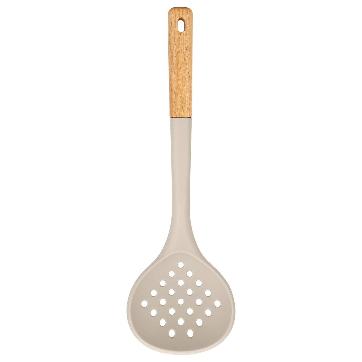 Badiano Silicone Kitchen Ladle Strainer, Large Slotted Spoon,13", Khaki
