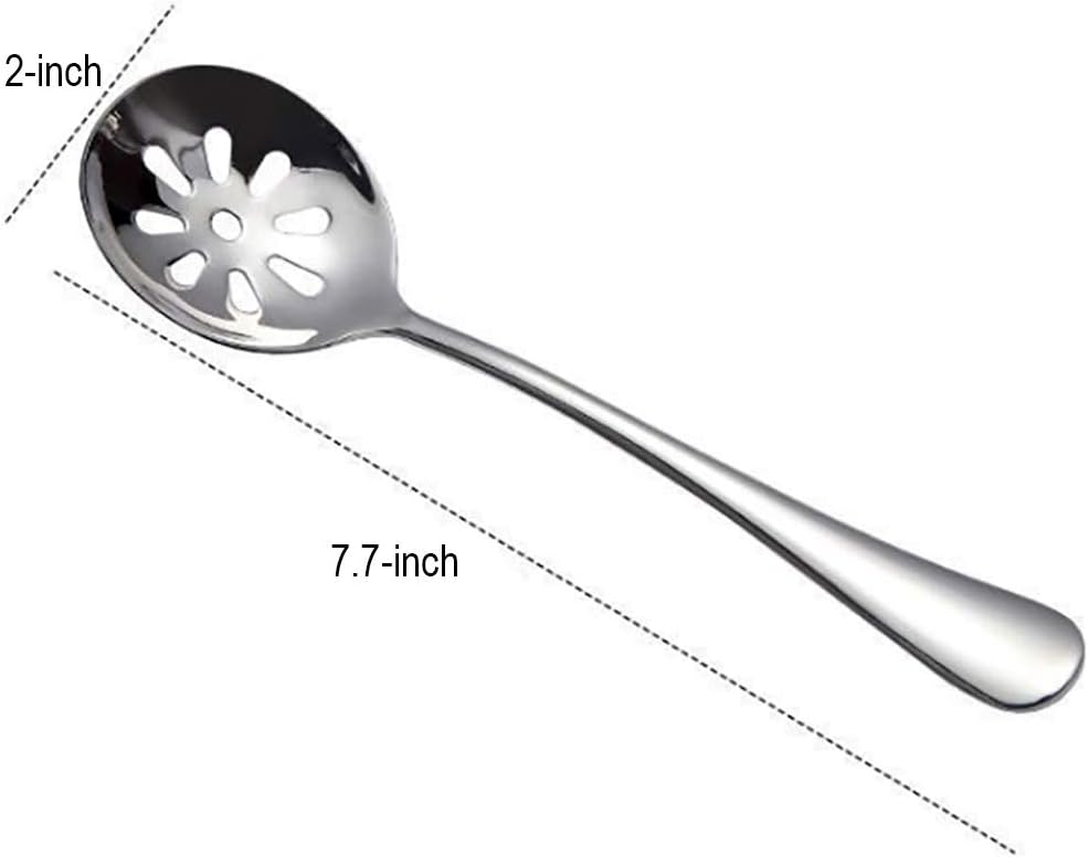 2-Pack 7.7-inch Stainless Steel Slotted Soup Serving Spoon Colander for Buffet, Dinner, Restaurants, Kitchen (Slotted Spoon)