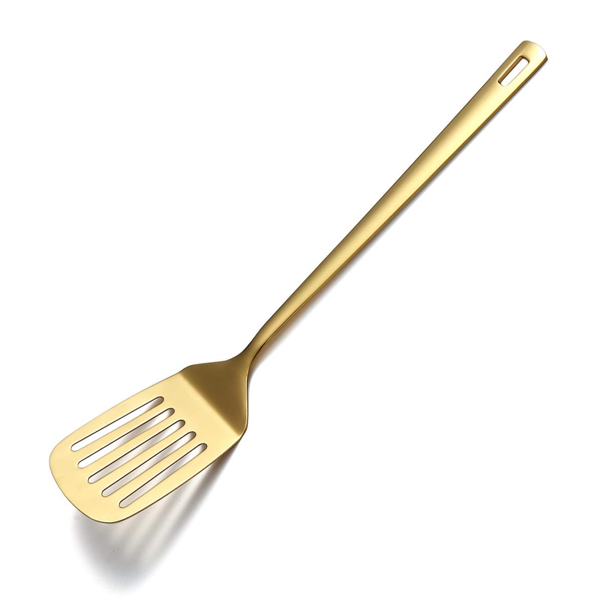 Gold Cooking Spoon, Berglander Stainless Steel Slotted Spoon Titanium Gold Plating, Kitchen Serving Basting Spoon For Cooking, Dishwasher Safe, Easy to Clean