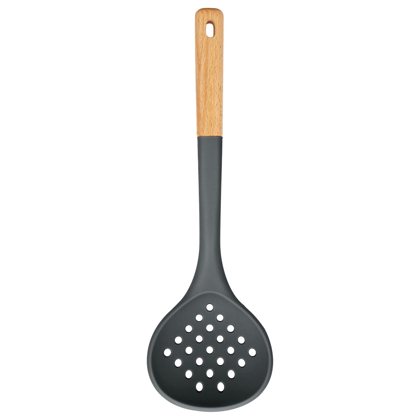 Badiano Silicone Kitchen Ladle Strainer, Large Slotted Spoon,13", Khaki