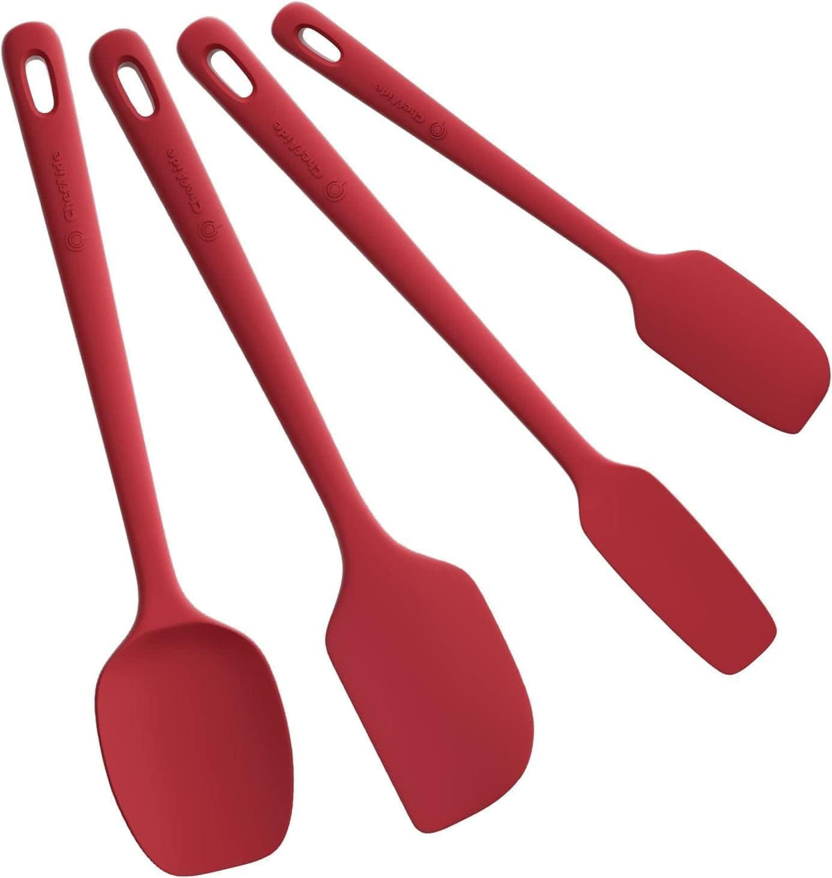 ChefAide 5 Pieces Silicone Spatula Set, Food Grade Rubber Spatula, Upgrade Strong Handle with Ergonomic Grip, Heat Resistant Up to 600°F for Nonstick Cookware, Cooking