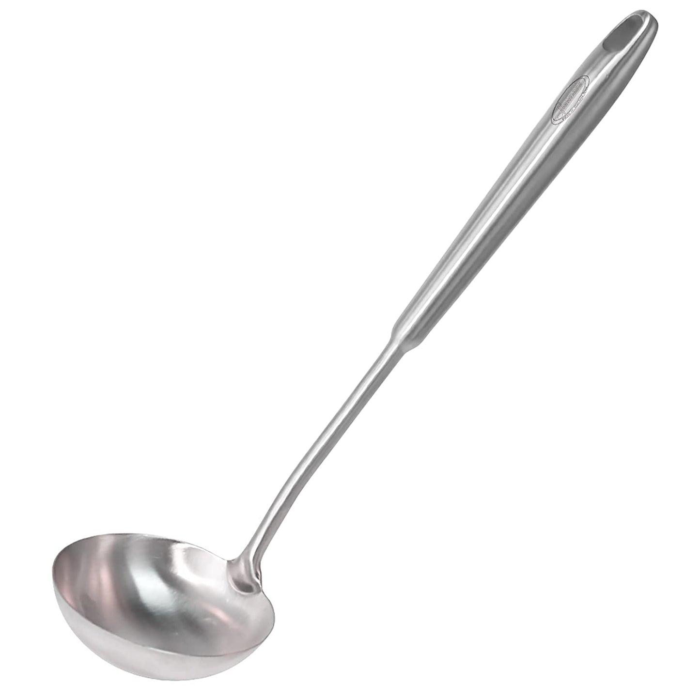 Newness 2 Pack Soup Ladle, [Rustproof, Heat Resistance, Integral Forming] Resilient 304 Stainless Steel Soup Spoon with Vacuum Ergonomic Round Handle, Cooking Spoon for Kitchen, 13.7 and 11.6 Inches