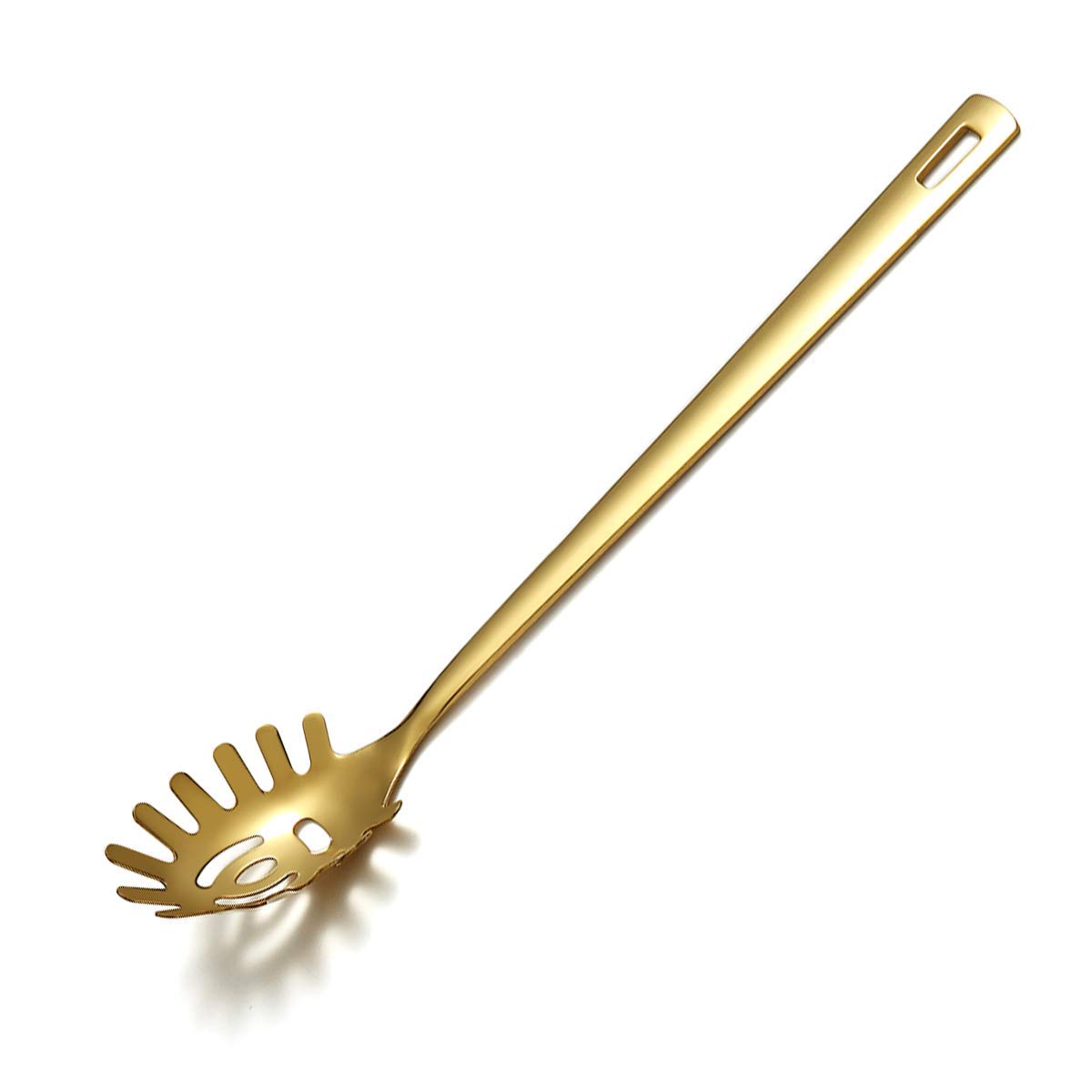 Gold Cooking Spoon, Berglander Stainless Steel Slotted Spoon Titanium Gold Plating, Kitchen Serving Basting Spoon For Cooking, Dishwasher Safe, Easy to Clean