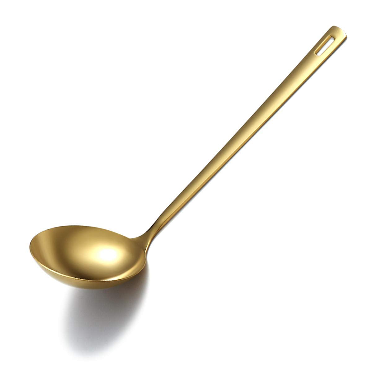 Gold Cooking Spoon, Berglander Stainless Steel Slotted Spoon Titanium Gold Plating, Kitchen Serving Basting Spoon For Cooking, Dishwasher Safe, Easy to Clean