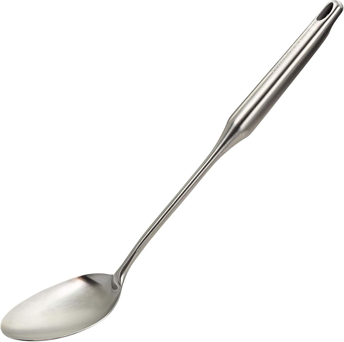 Stainless Steel Slotted Cooking Spoon, 15 Inch Large Metal Chef Strainer Utensil For Cooking, Serving, And Mixing, The #1 Dishwasher Safe Kitchen Tool, Long Spoon With Holes