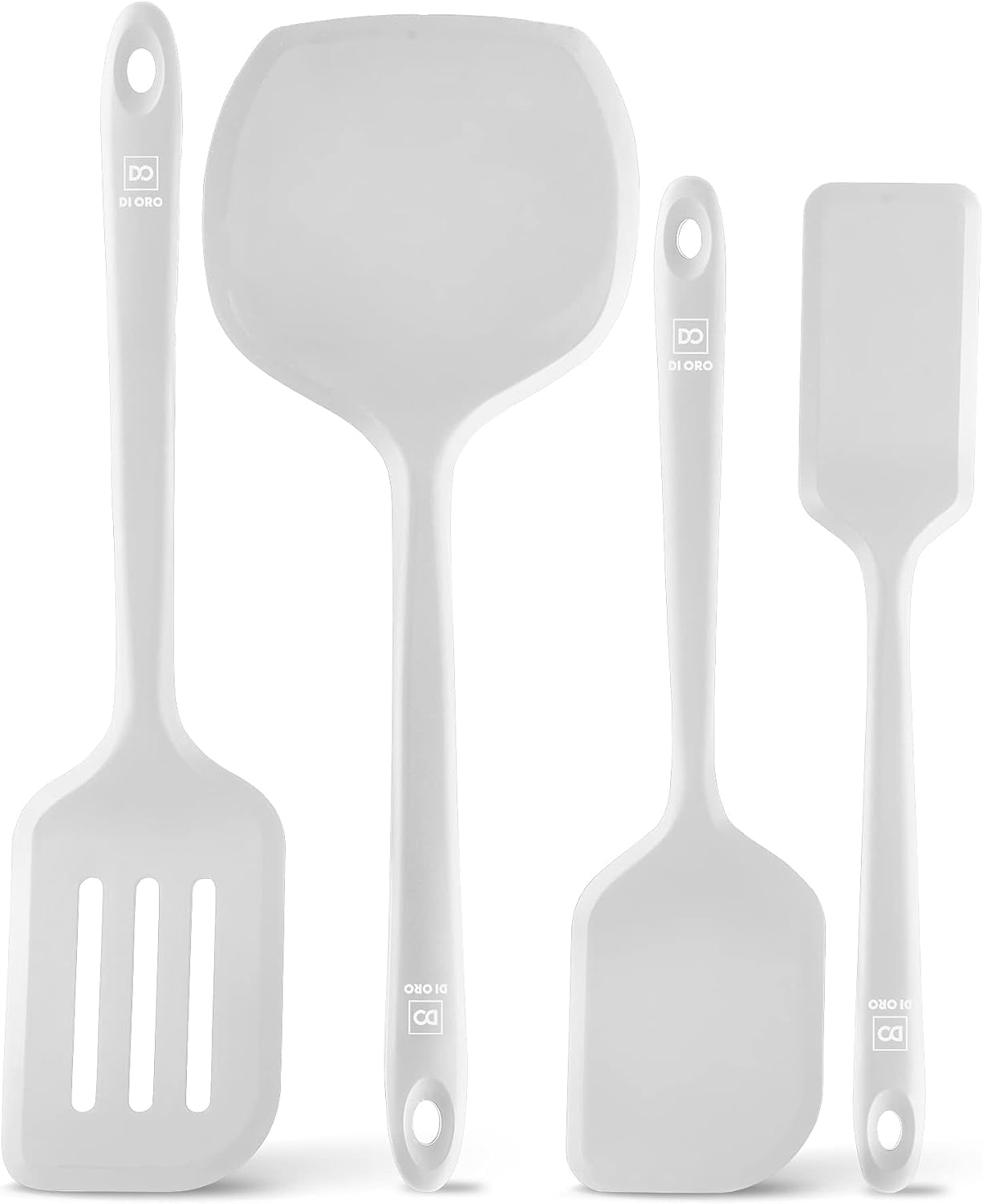 DI ORO Silicone Turner Spatula Set - 600F Heat Resistant, 4-Pc Black