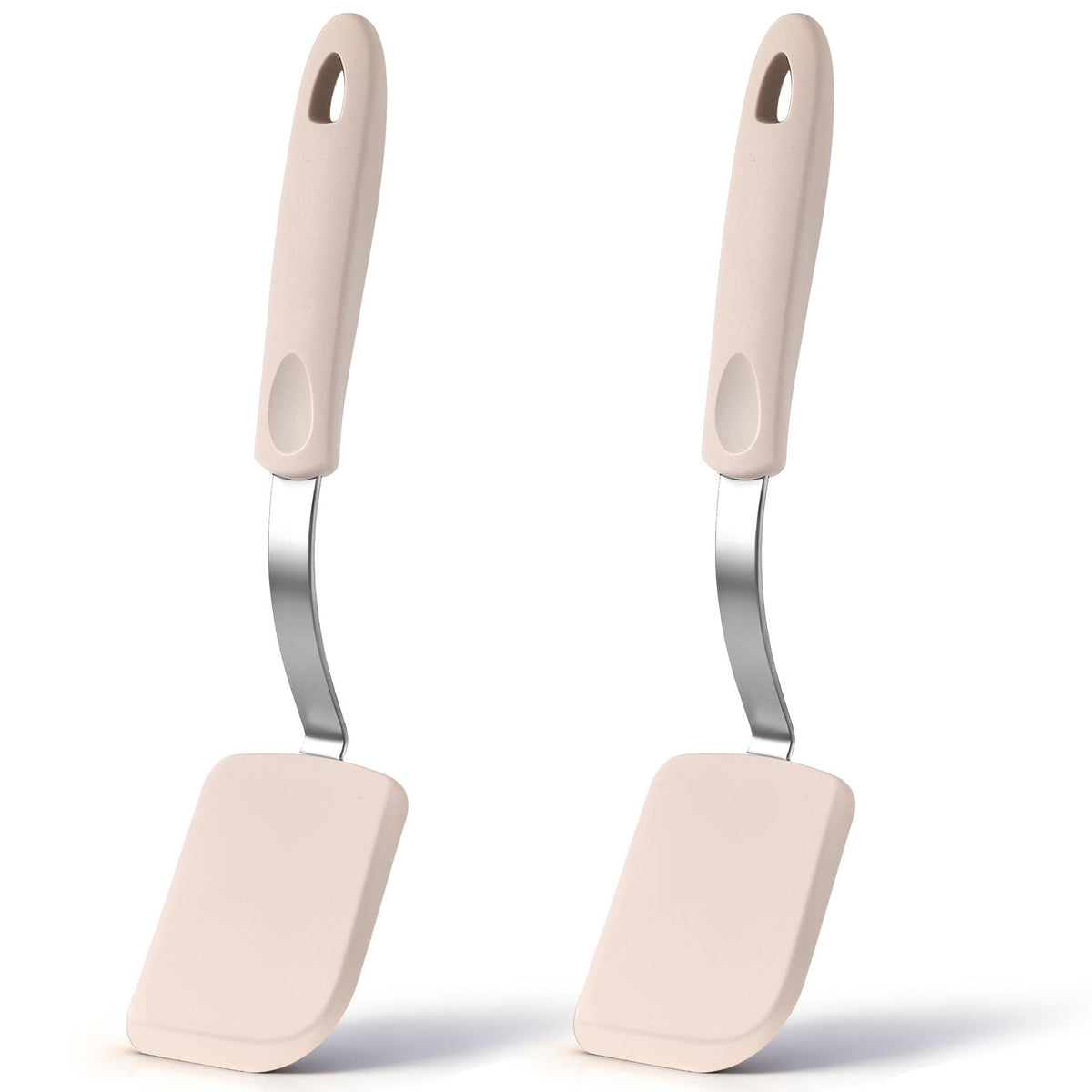 2 Pcs Mini Silicone Cookie Brownie Spatula,Solid Flat,Gray, Blue