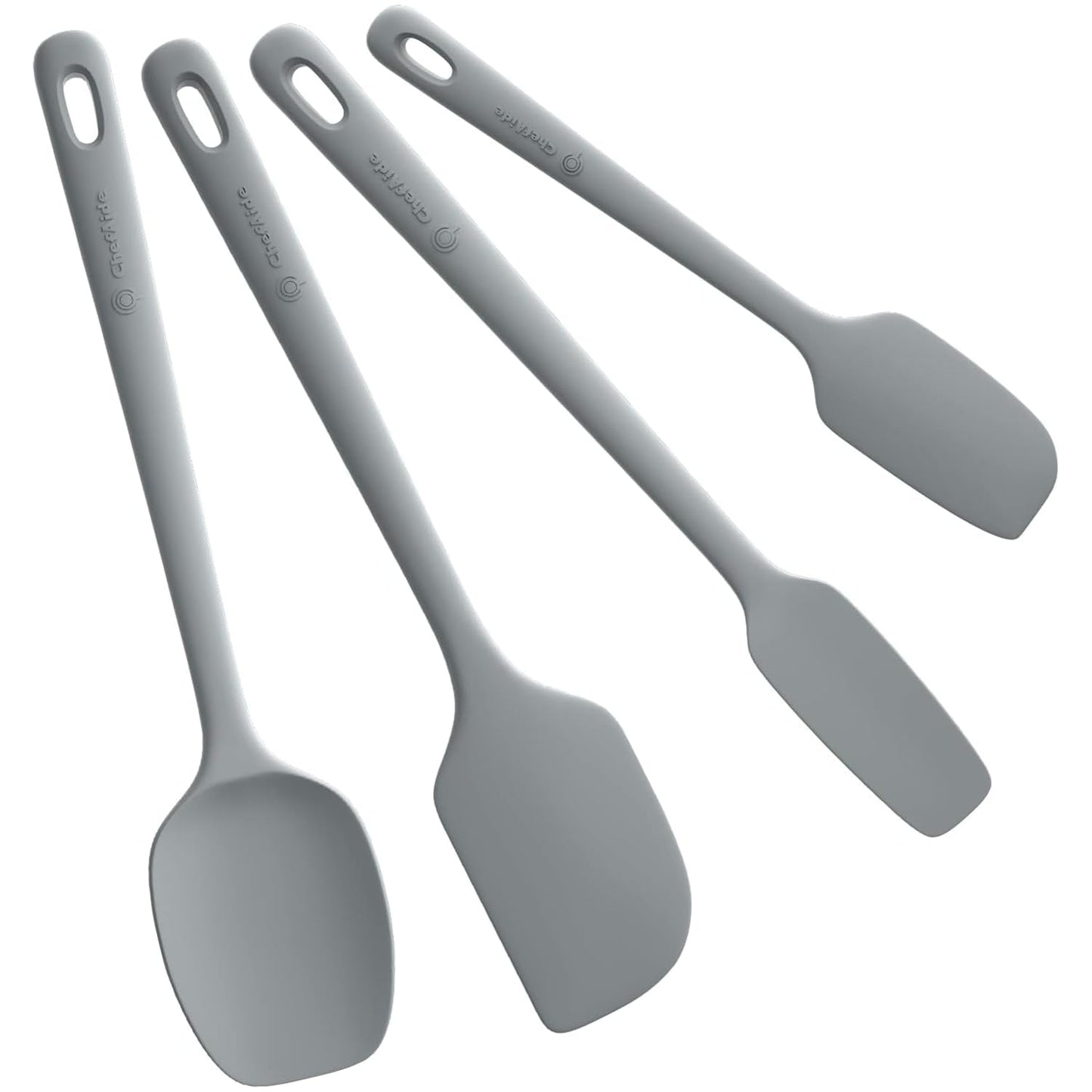 ChefAide 5 Pieces Silicone Spatula Set, Food Grade Rubber Spatula, Upgrade Strong Handle with Ergonomic Grip, Heat Resistant Up to 600°F for Nonstick Cookware, Cooking
