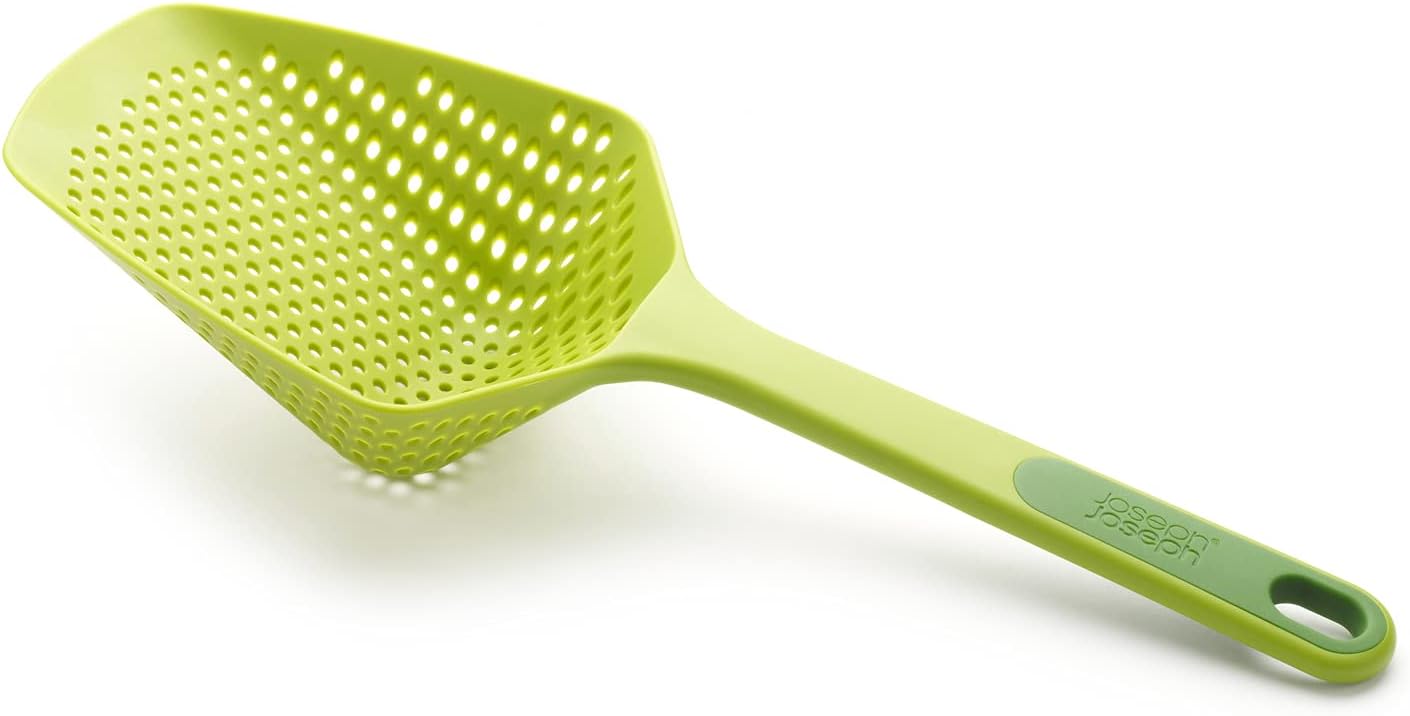 Joseph Joseph 10160 Scoop Colander Strainer Slotted Spoon, Large, Gray/Green