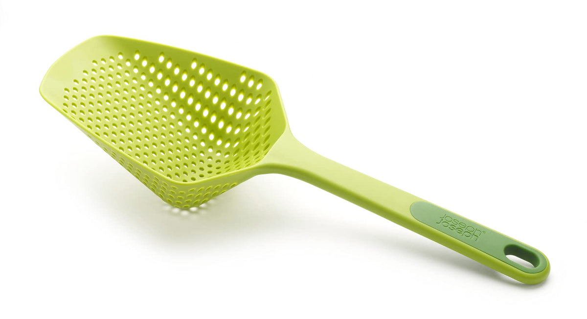 Joseph Joseph 10160 Scoop Colander Strainer Slotted Spoon, Large, Gray/Green