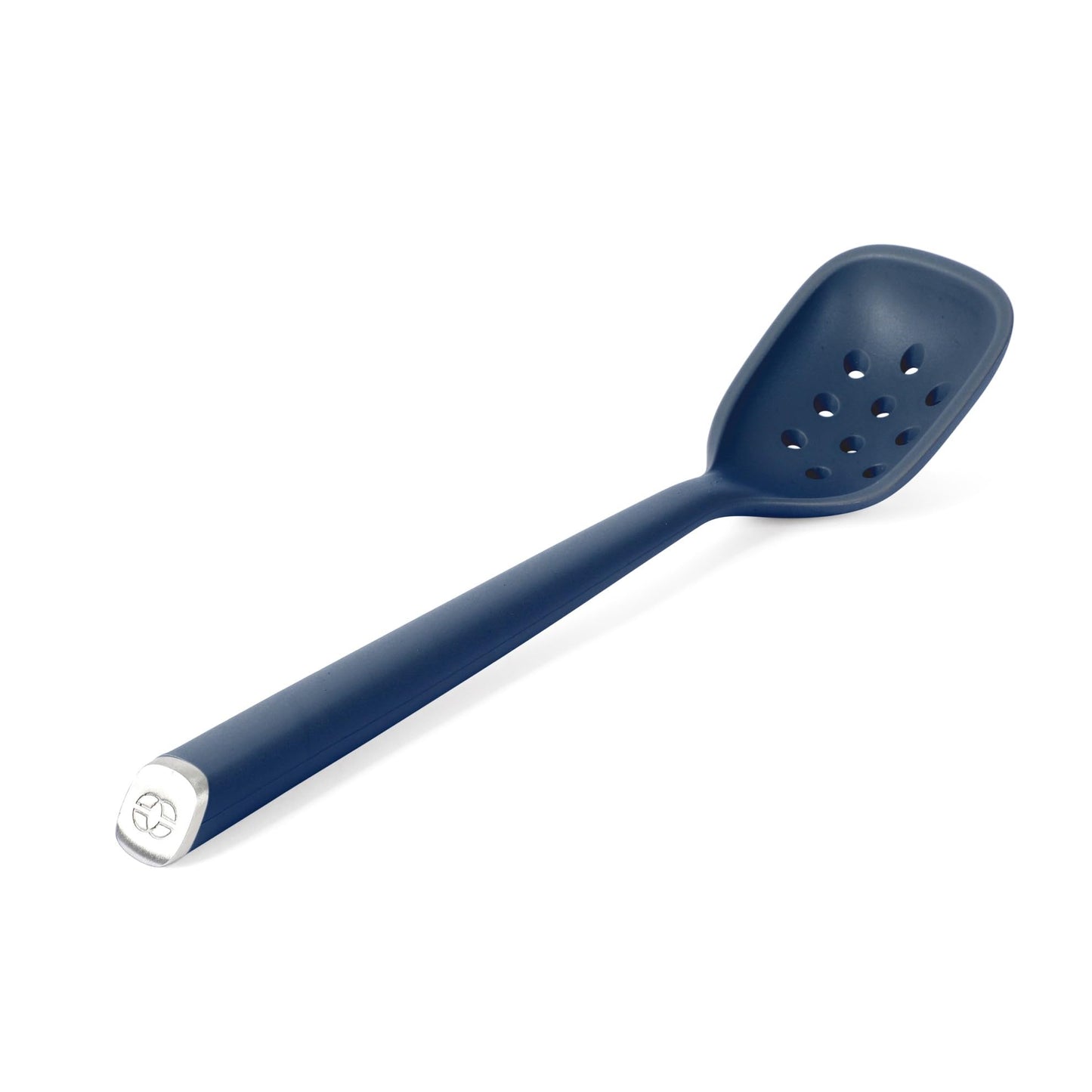 Calphalon Edge Silicone Slotted Spoon/Skimmer, Flexible Heat-Resistant Kitchen Strainer Spoon for Cooking, Frying, Skimming & Serving, Nonstick Safe, Navy Blue