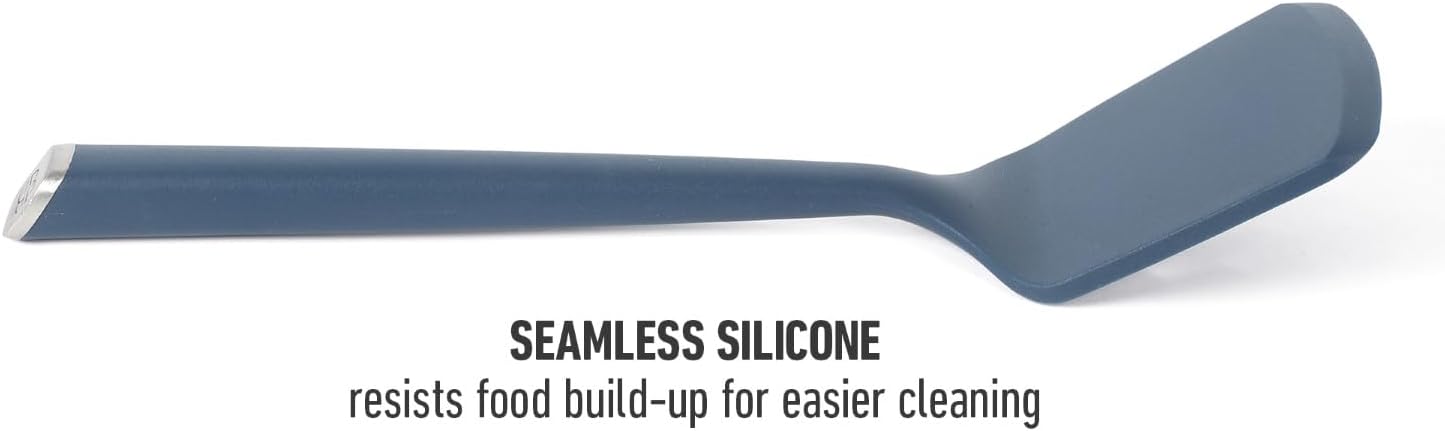 Calphalon Edge Silicone Turner, Flexible Silicone Cooking Spatula with Reinforced Core, Heat-Resistant Nonstick-Safe Turner for Flipping & Cooking, Navy