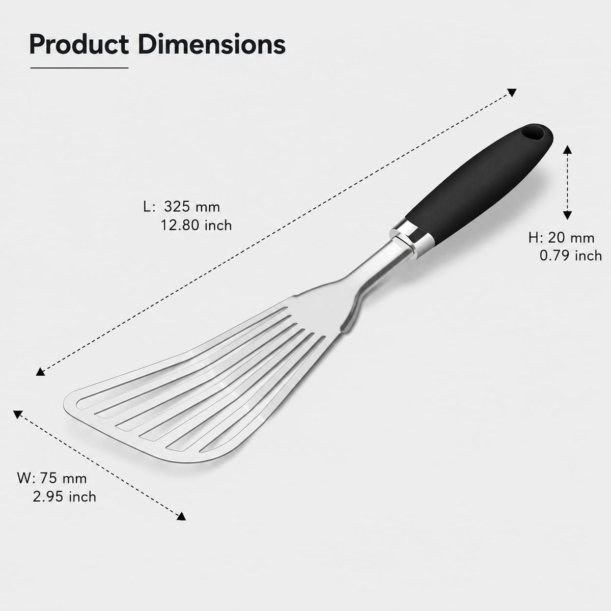 304 Stainless Steel Fish Spatula, Thin Flexible Slotted Turner
