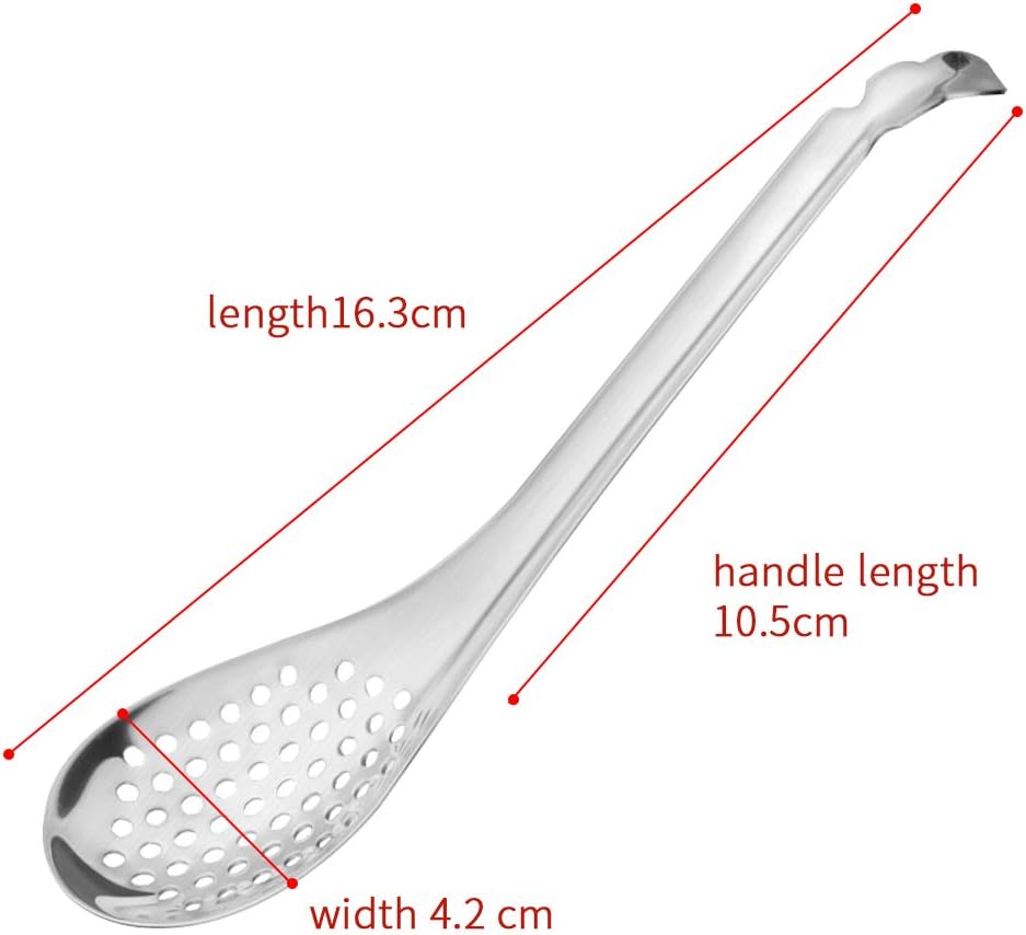 Spherification Spoon - Set of 2 Stainless Steel Spherification Spoon Molecular Slotted Bar Spoon Kitchen - KICW0071 (Silver)